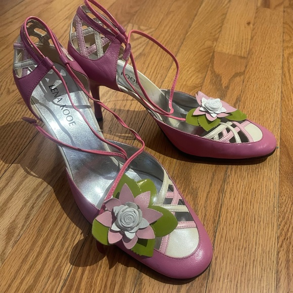 Vintage looking pink heels - genuine leather - Picture 1 of 5